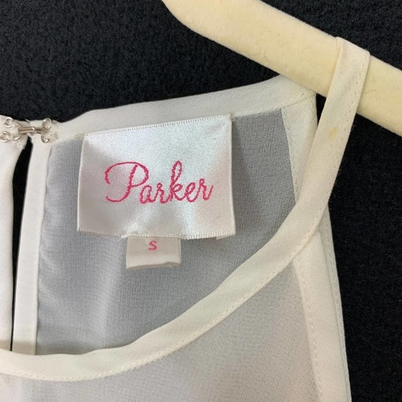 Parker Size Small Silk Mari Pearl Beaded Sleeveless Blouse Sheer Tank‎ Top White - Picture 8 of 10